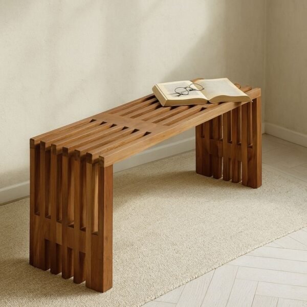 ⁦ספסל עץ טיק לינו⁩ – תמונה ⁦1⁩