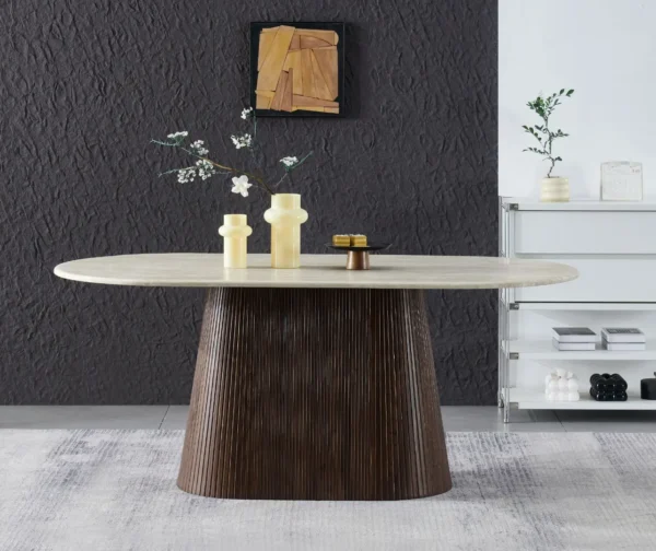 ⁦שולחן אוכל רוסו וודי טרוורטין⁩ – תמונה ⁦3⁩