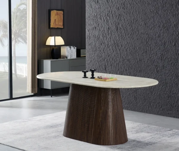 ⁦שולחן אוכל רוסו וודי טרוורטין⁩ – תמונה ⁦2⁩