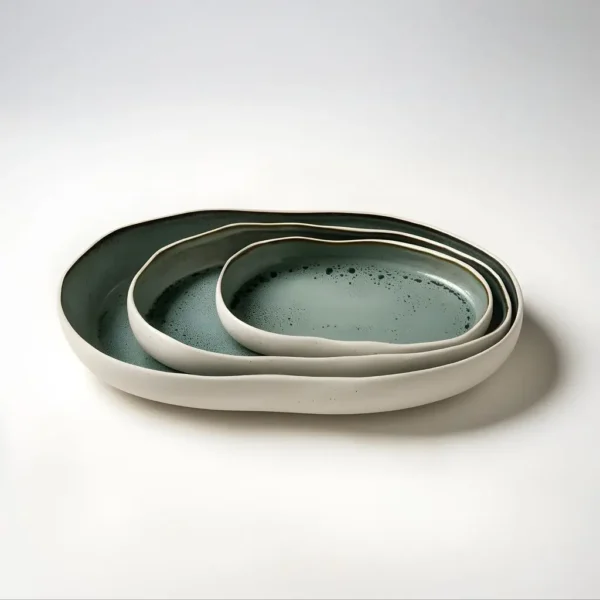 lLMEmlwQ סט קערות אובל גריס גרין – תמונה 1