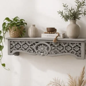 מדף עץ רישקש אפור