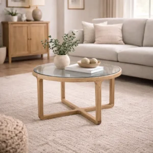 שולחן סלון הוואנה עגול קטן Glass