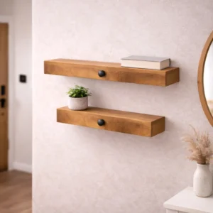 סט מדף מגירה עץ