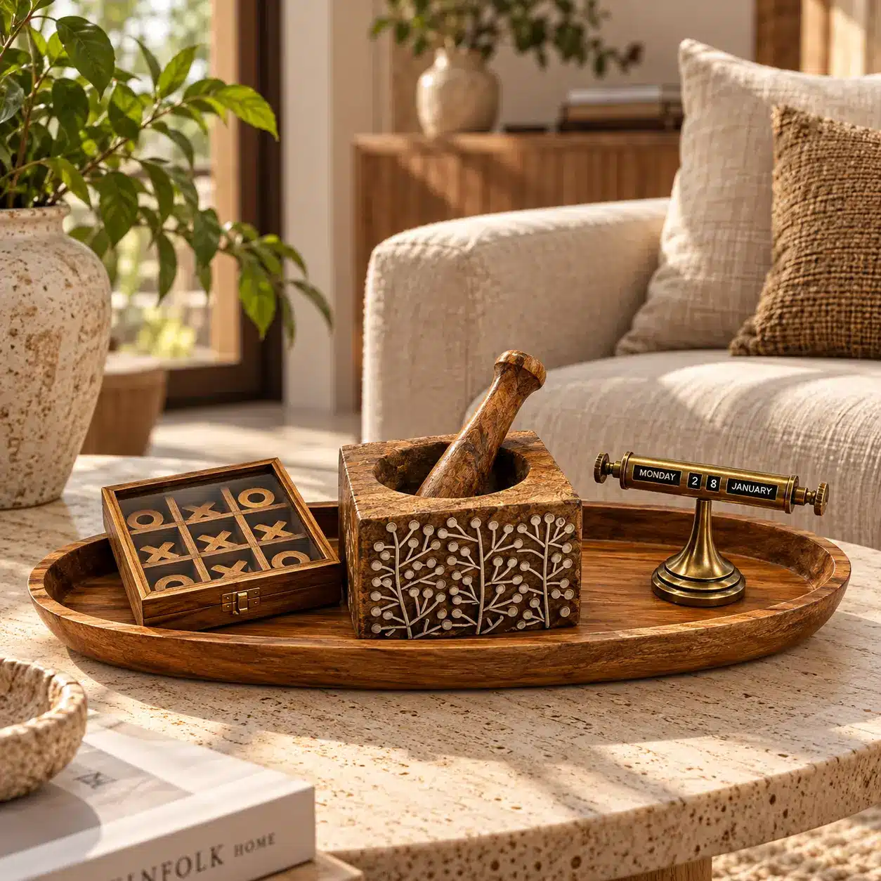 פינת עיצוב חמימה על שולחן קפה מארז מתנה RUSTIC – תמונה 1
