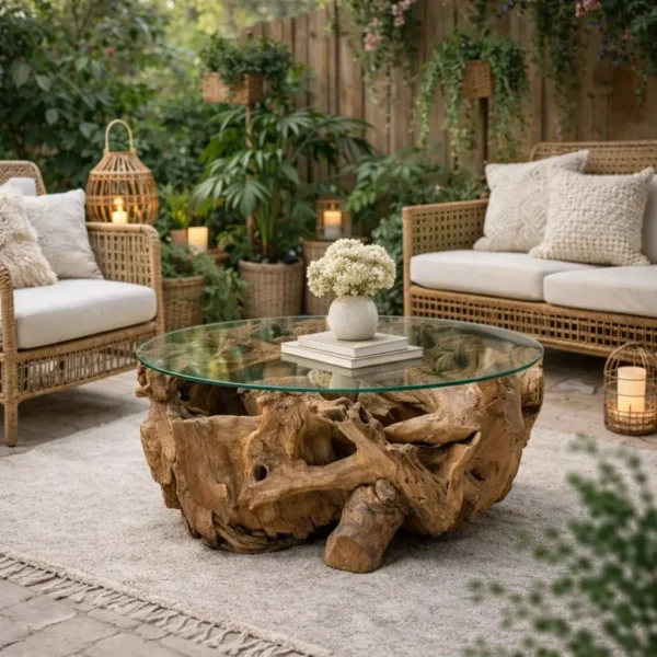 שורש עגול טיק שולחן שורש באלי עגול – תמונה 1